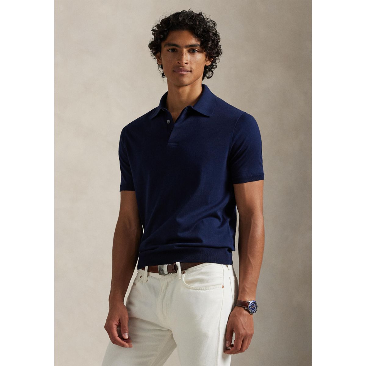 Cotton Polo-Collar Sweater - 1