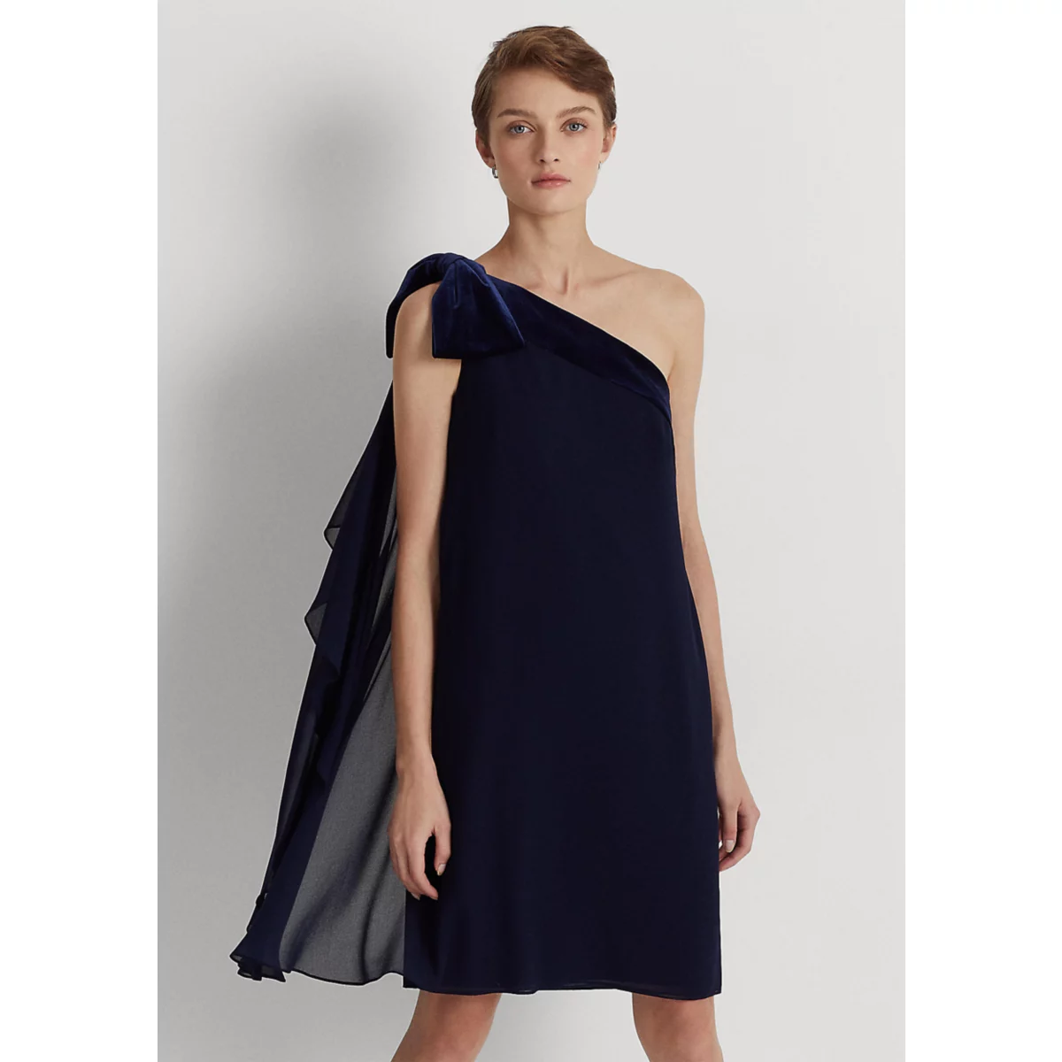 Chiffon One-Shoulder Dress - 4