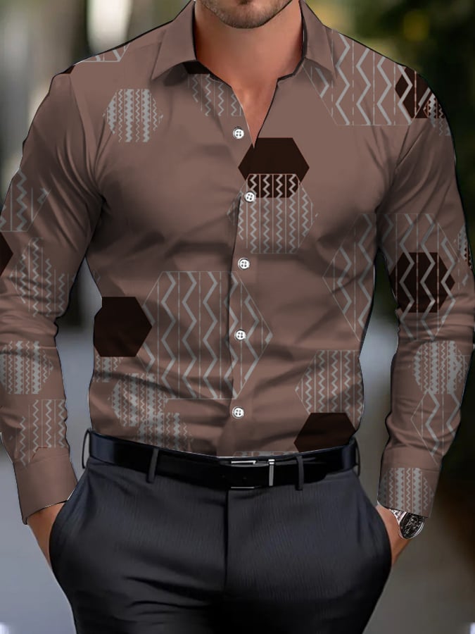Ejecutivo Style geométrico Princamiseta para hombre