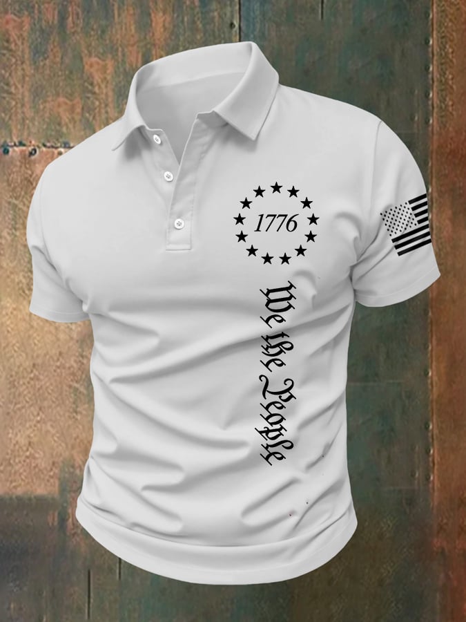 Camisa polo 1776 We The People estampado casual para hombre