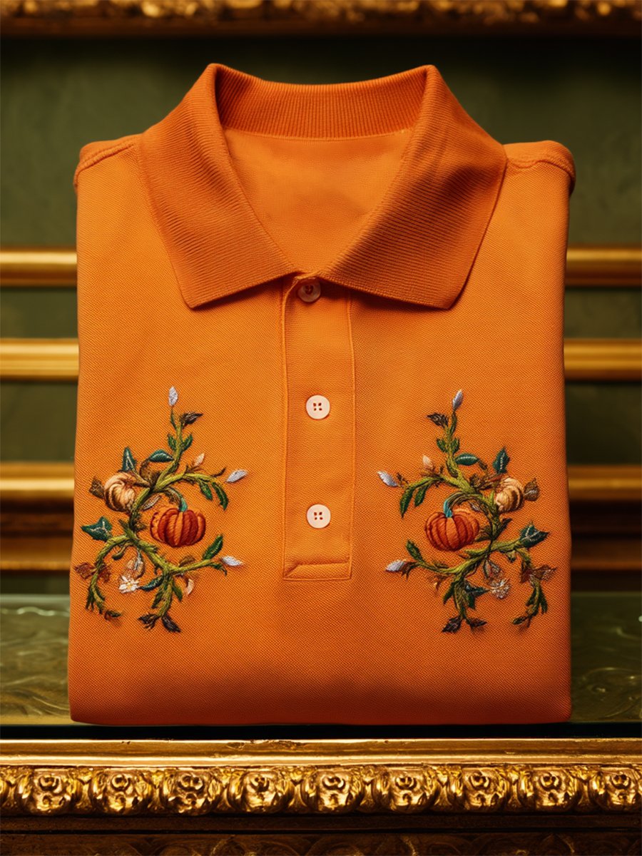Camisa polo casual ejecutivo Halloween Pumpkin Art Button de manga corta para hombre