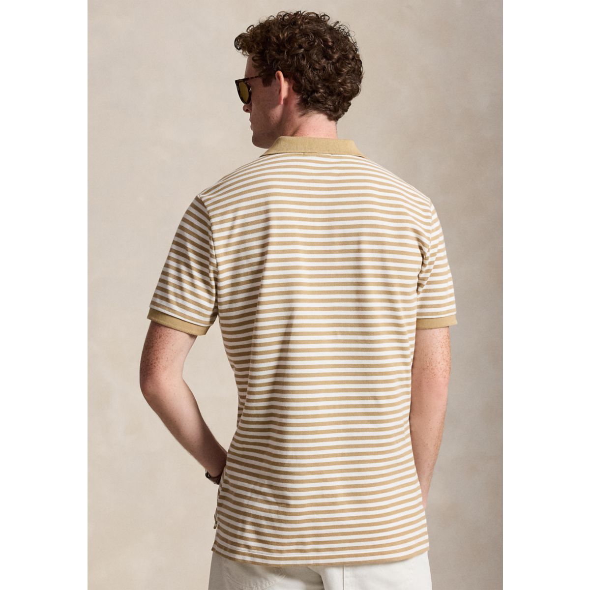 Men's Classic Fit Striped Mesh Polo Shirt - 2