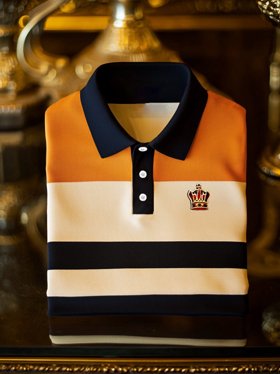 Camisa polo vintage ejecutivo de manga larga para hombre