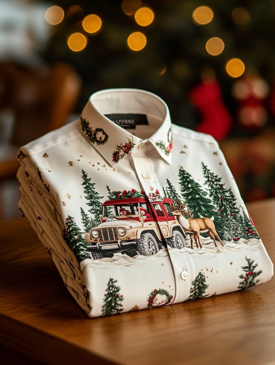 Camisa de manga larga with Jeep Christmas estampado, wishing everyone a Merry Christmas. para hombre