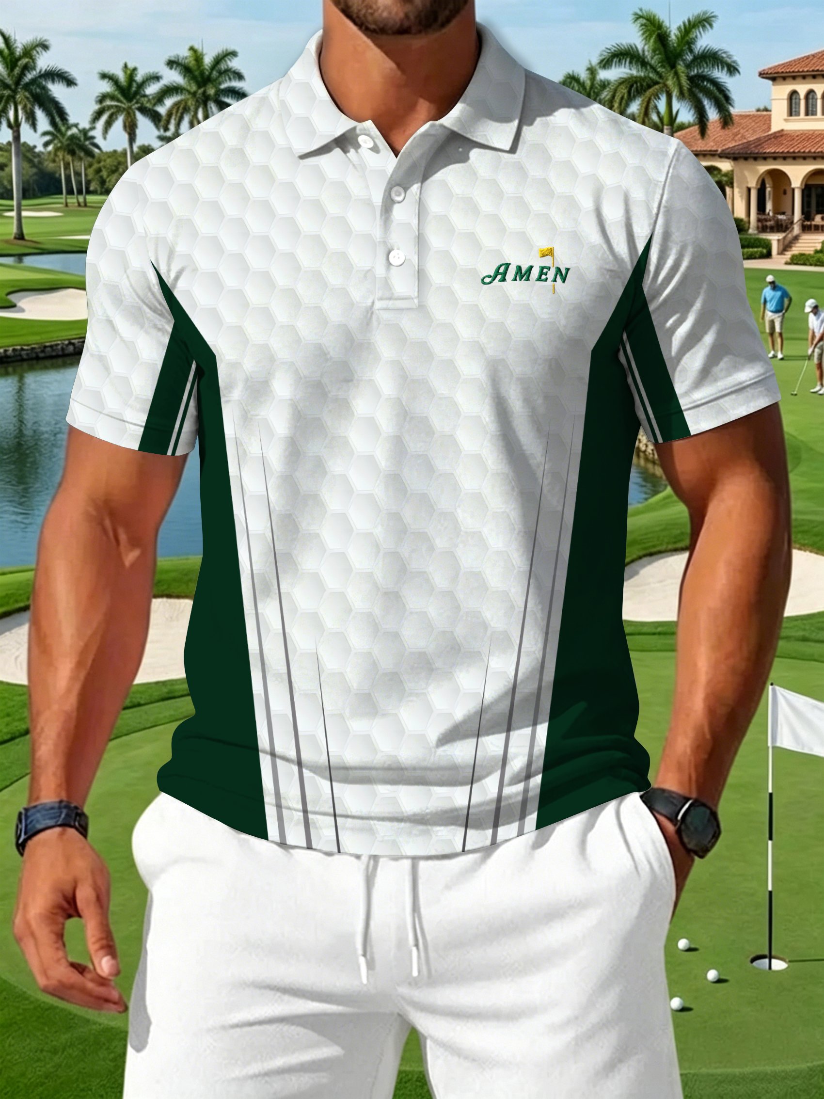 Golf estampado casual Polo para hombre
