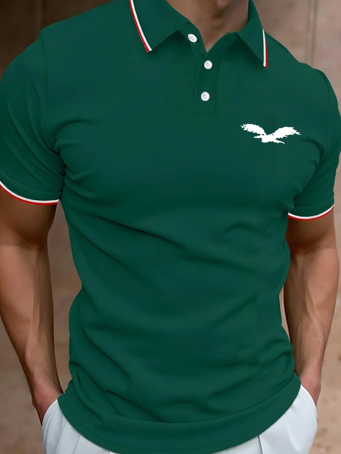 Camisa polo clásico en bloques de color casual Eagle ejecutivo de moda para hombre