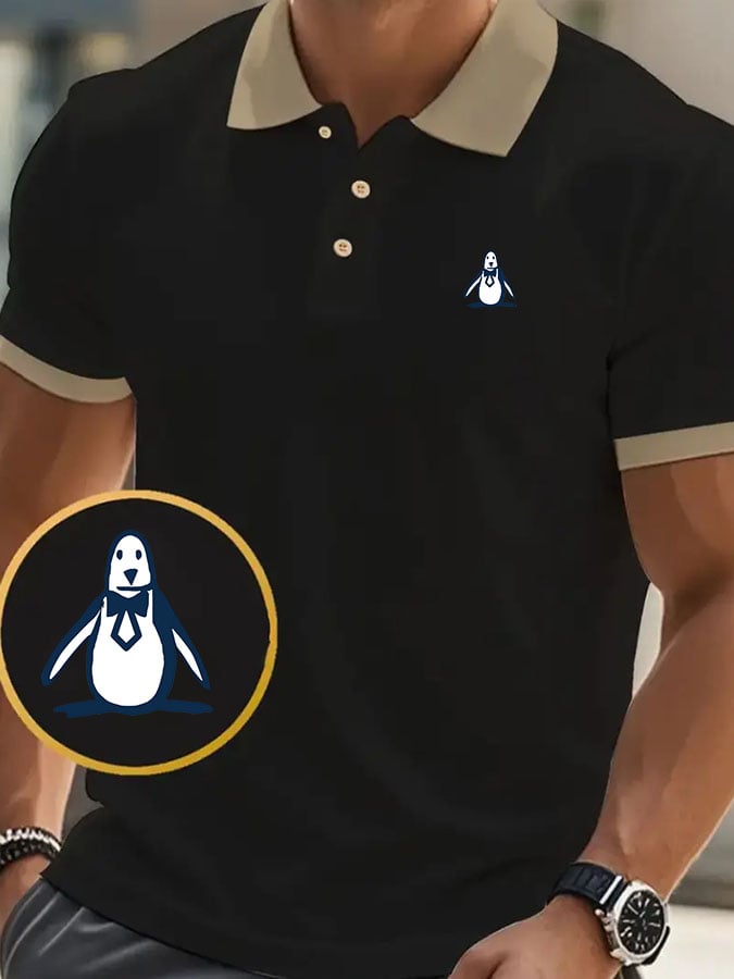 Camisa polo clásico casual ejecutivo de moda en bloques de color para hombre