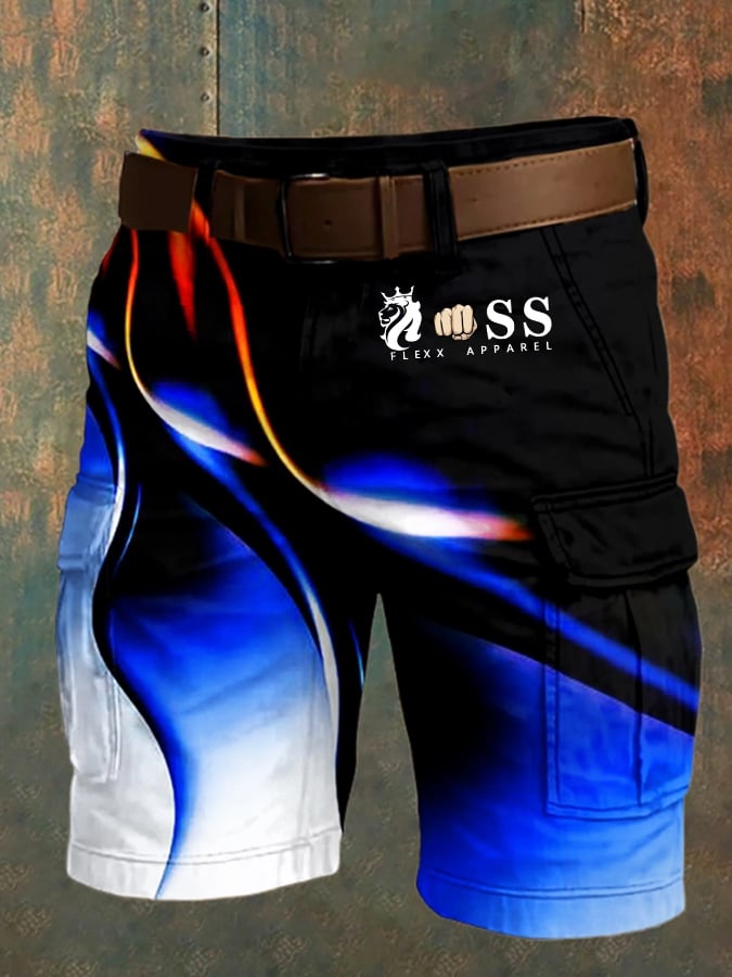 para hombre retro Letter Print Multi-Pocket Design Cargo shorts