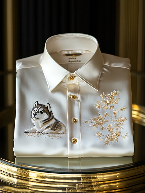 Camisa satén de lujo ejecutivo de manga larga para hombre