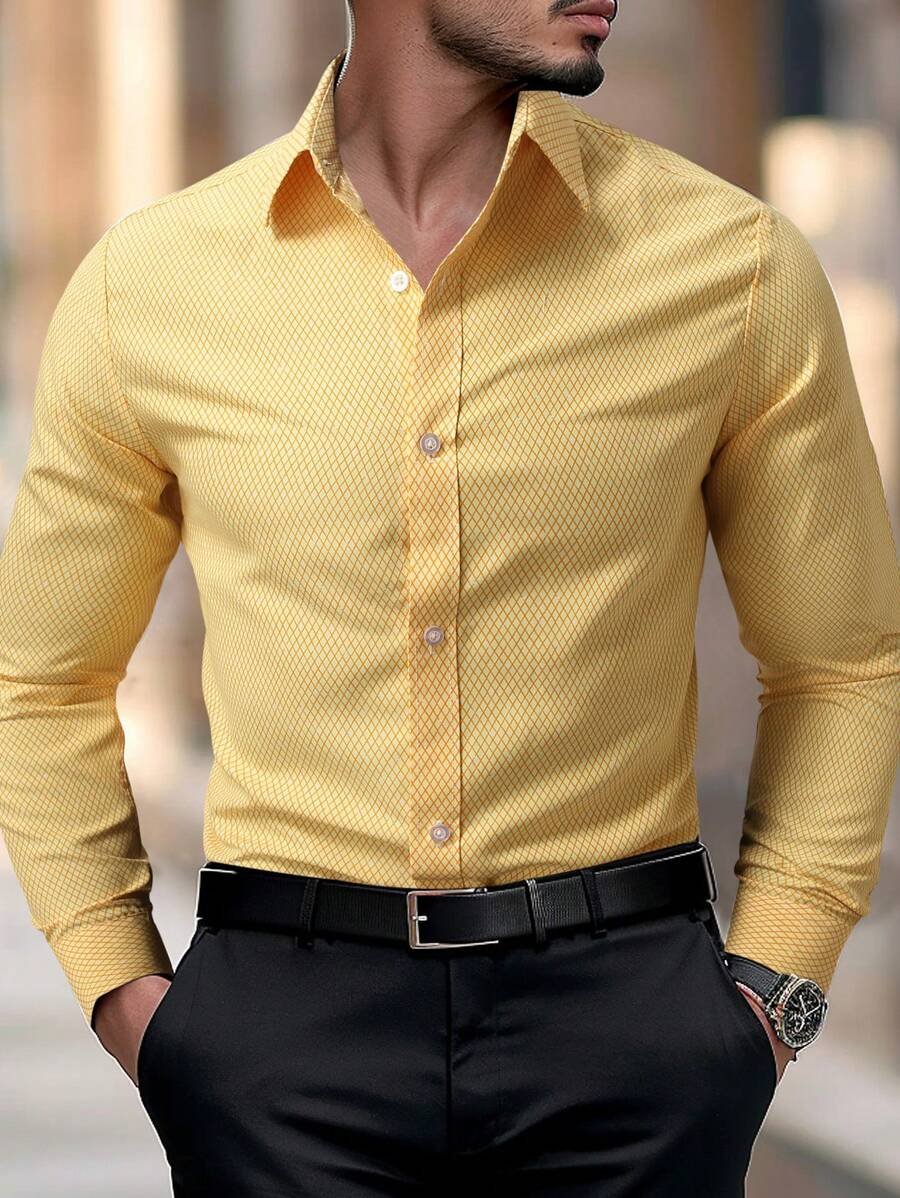 para hombre Street Style ejecutivo casual estampado de manga larga camisa