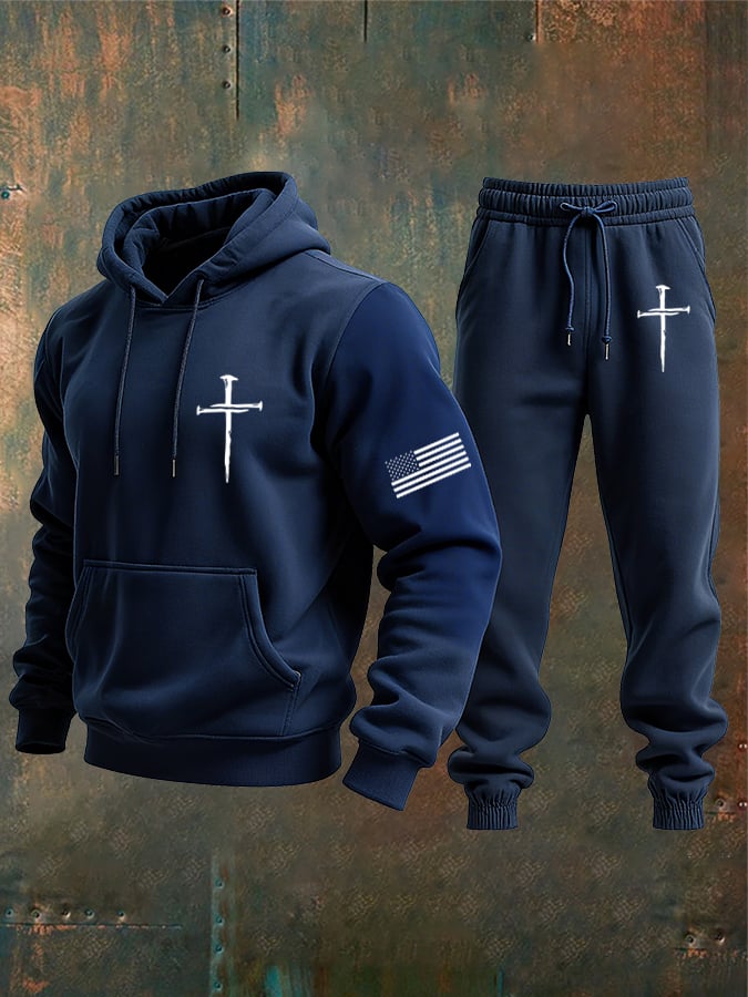 Sudadera vintage Faith Cross Set para hombre