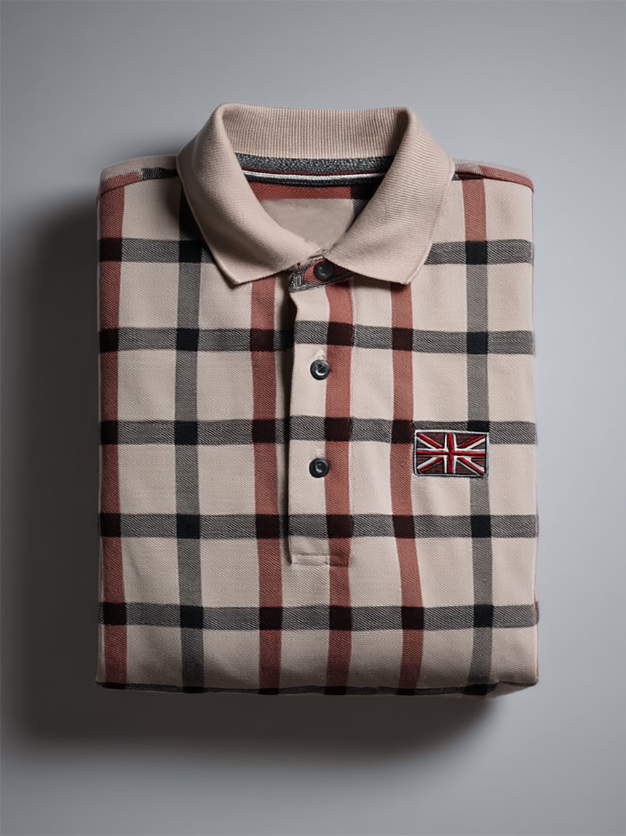 Camisa polo ejecutivo casual Union Jack Button de manga corta para hombre