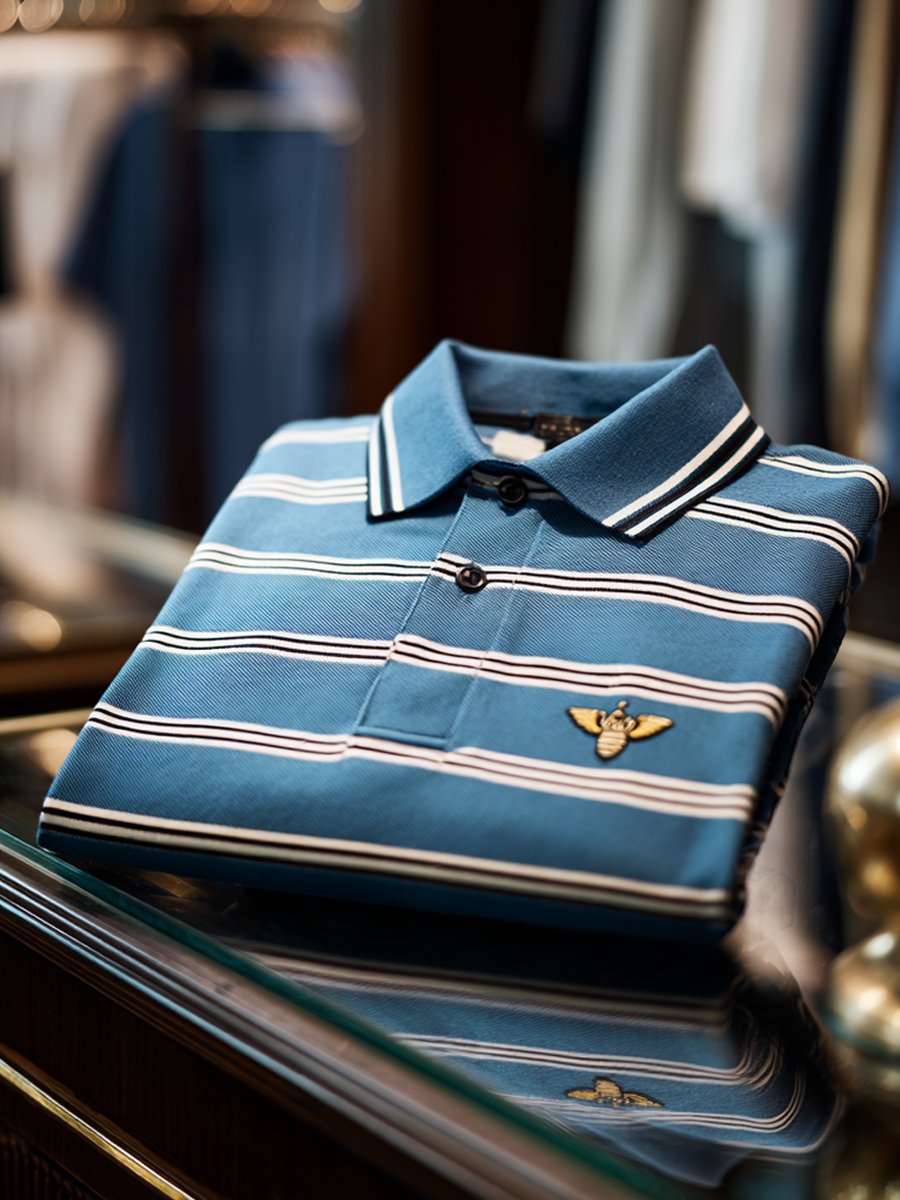 Camisa polo a rayas ejecutivo casual de manga corta para hombre