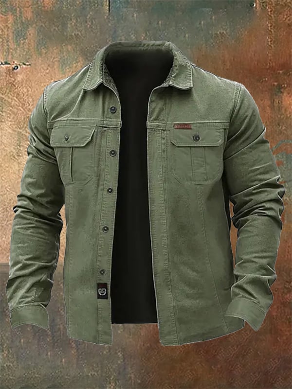Chaqueta vintage para exterior Multi-bolsillo para hombre