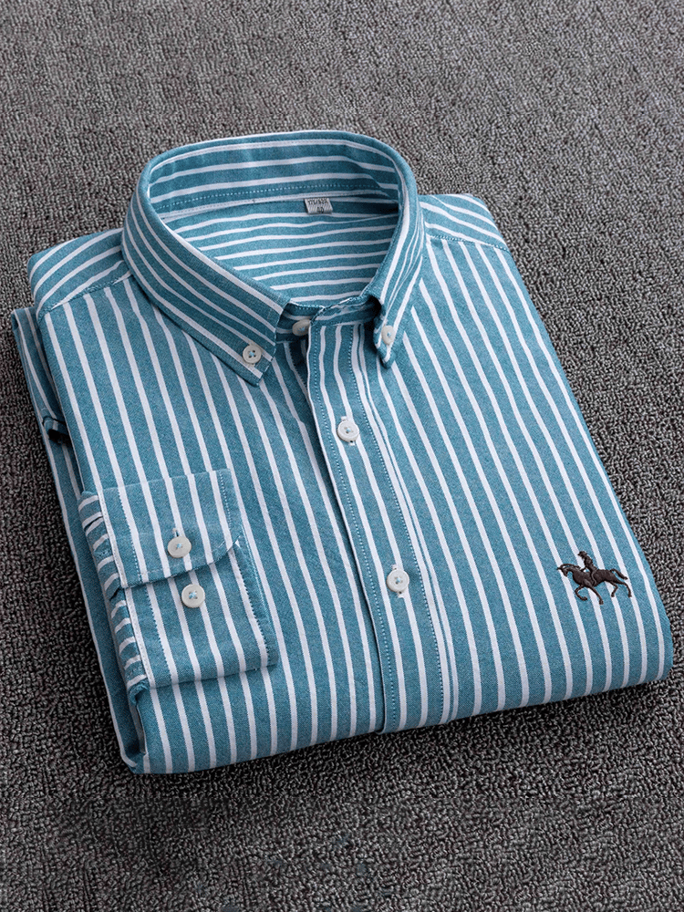 Camisa de algodón Oxford de manga larga ejecutivo para hombre