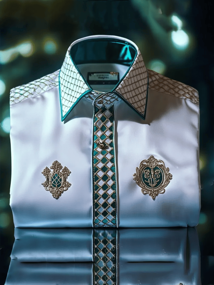 Camisa satén Luxe de manga larga con botones para hombre