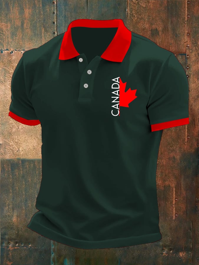 Camisa polo Canadian Maple Leaf estampado para hombre