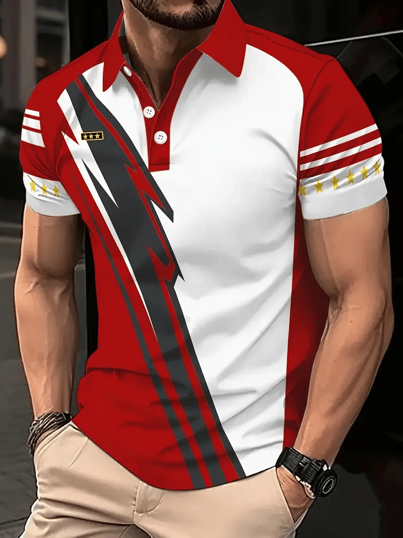 Camisa polo clásico ejecutivo Logo Button de manga corta para hombre