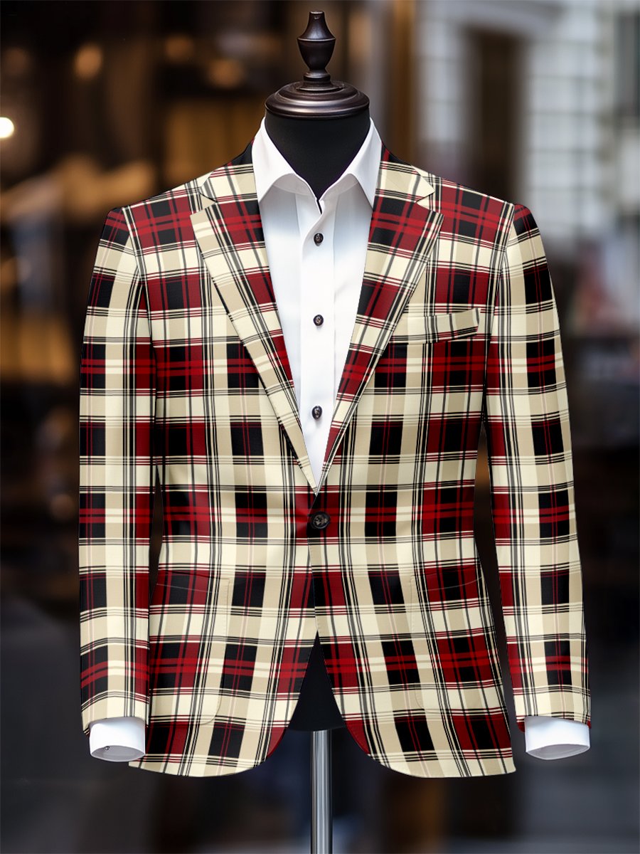 Saco retro casual a cuadros para hombre
