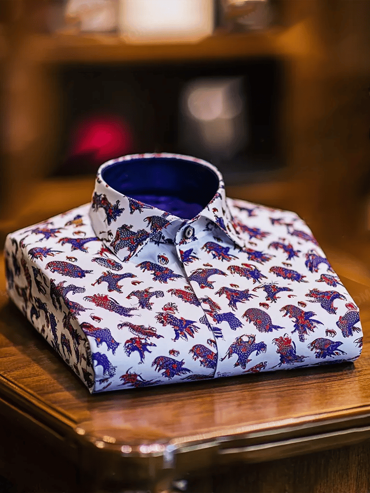 Camisa ejecutivo de lujo floral estampado de manga corta para hombre