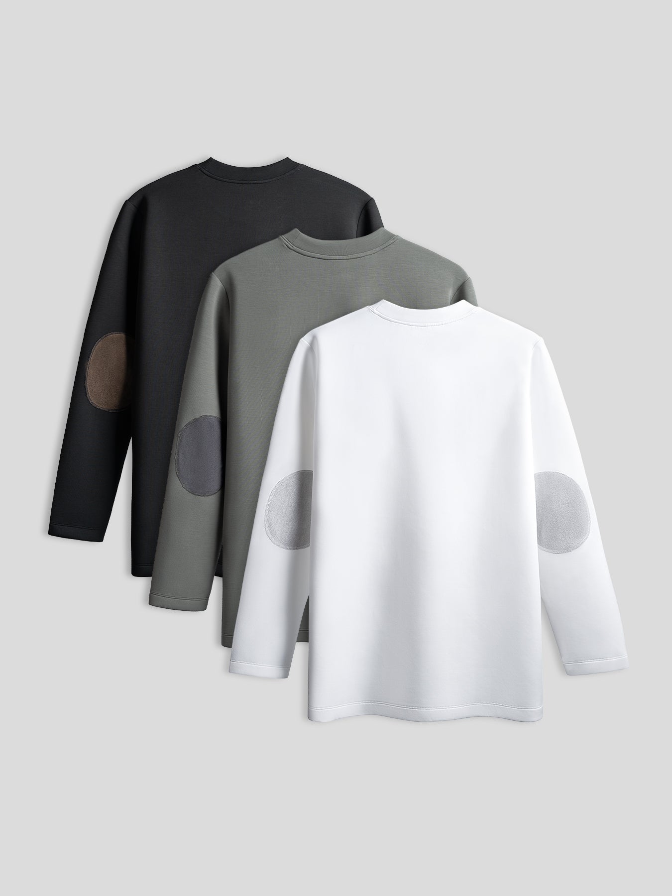 Modal Blend Elbow Patch de manga larga Multicolor Tee 3-Pack