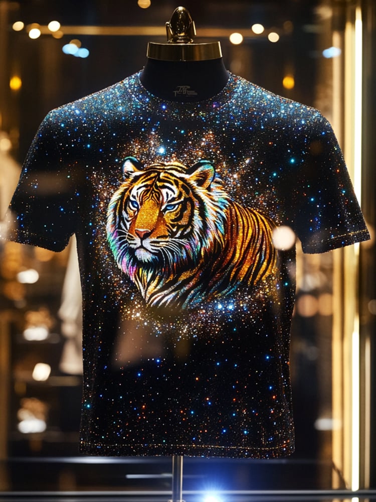 Camiseta ejecutivo Tiger estampado de manga corta para hombre