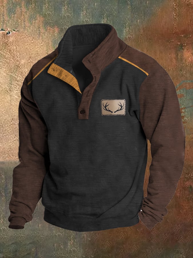 Sudadera polar vintage Western Antler Hunting Enthusiast Stand cuello para hombre