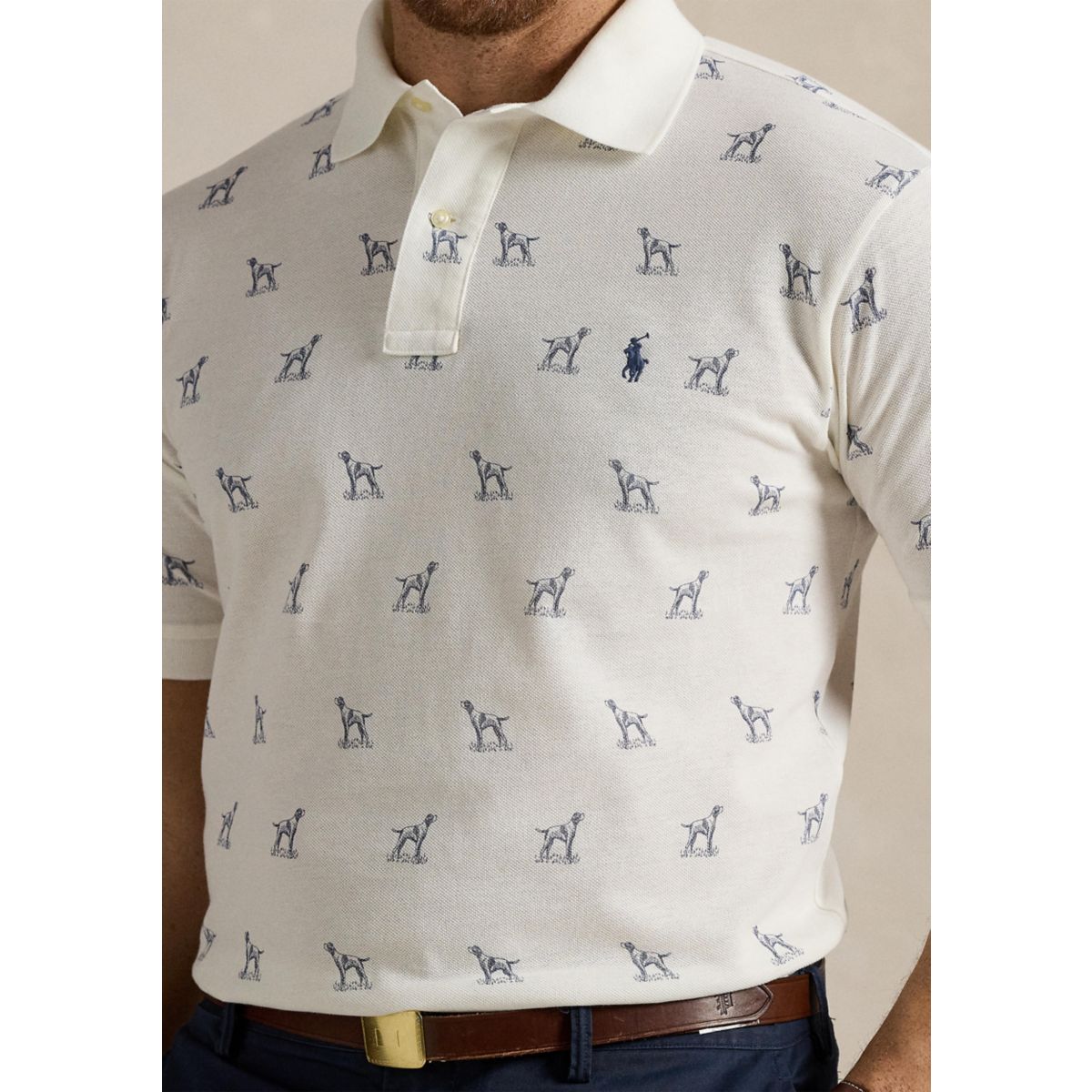 Big & Tall Dog-Print Mesh Polo Shirt - 3