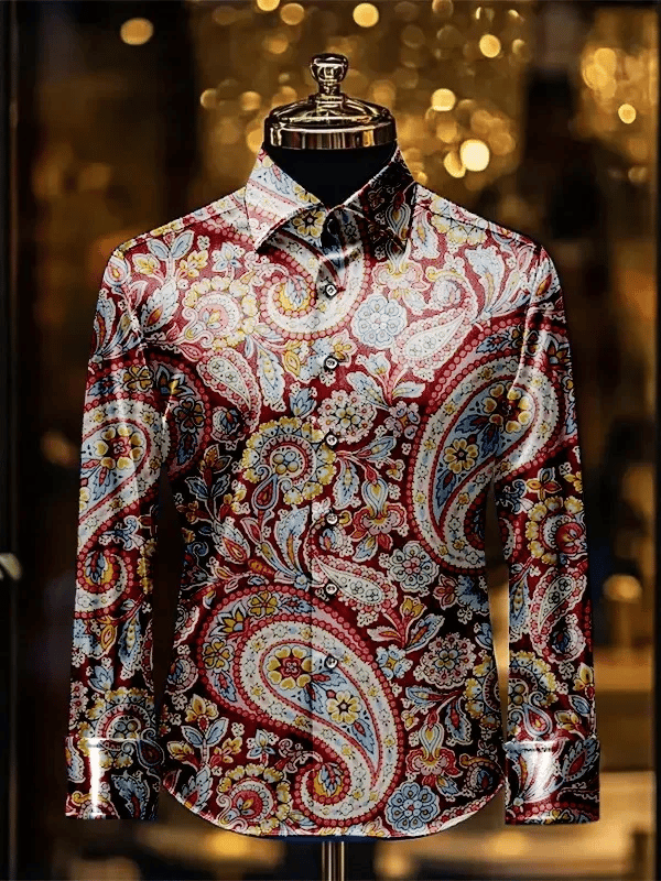 Camisa rayas estampado ejecutivo de manga larga para hombre