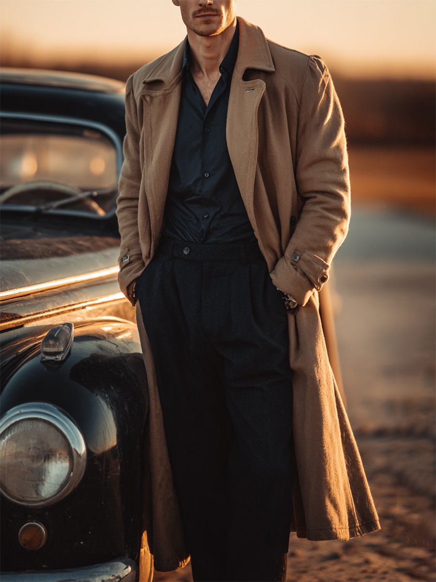 Abrigo ejecutivo casual de moda Long Trench para hombre