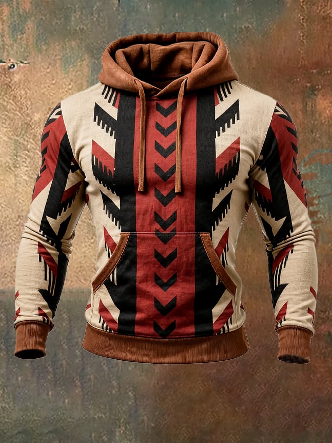 para hombre retro Stitching Contrast Color Hooded Sweacamiseta