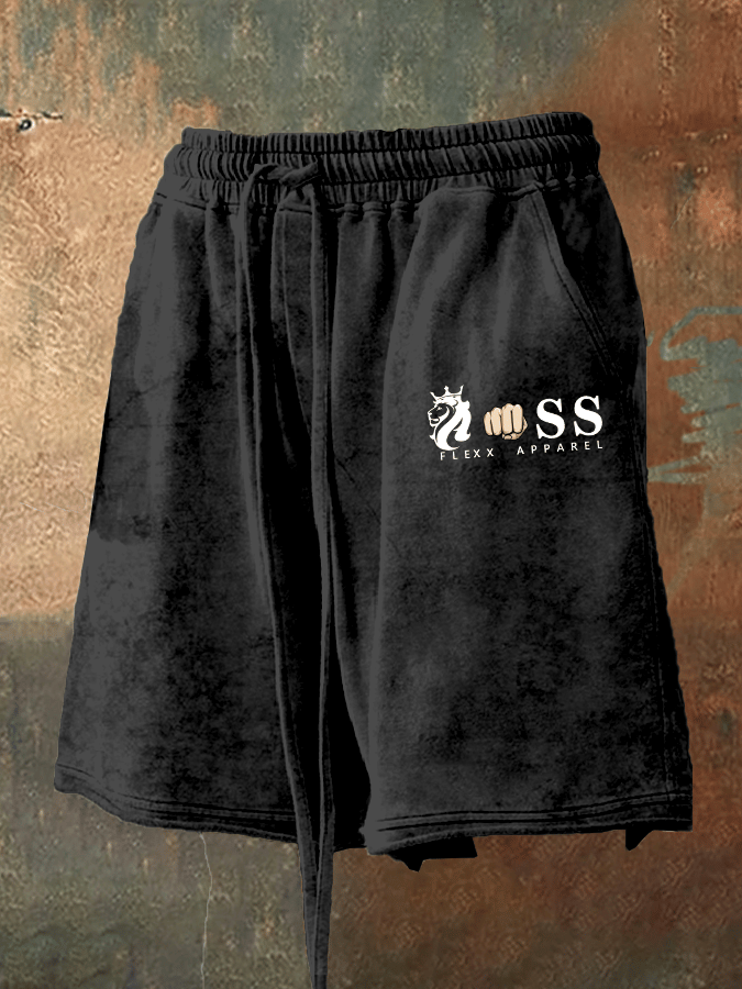 Shorts retro Letter estampado holgado casual para hombre