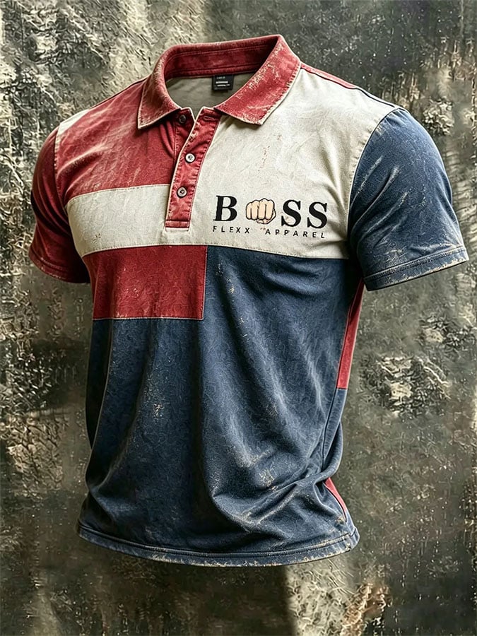Camisa polo estampado de manga corta para hombre