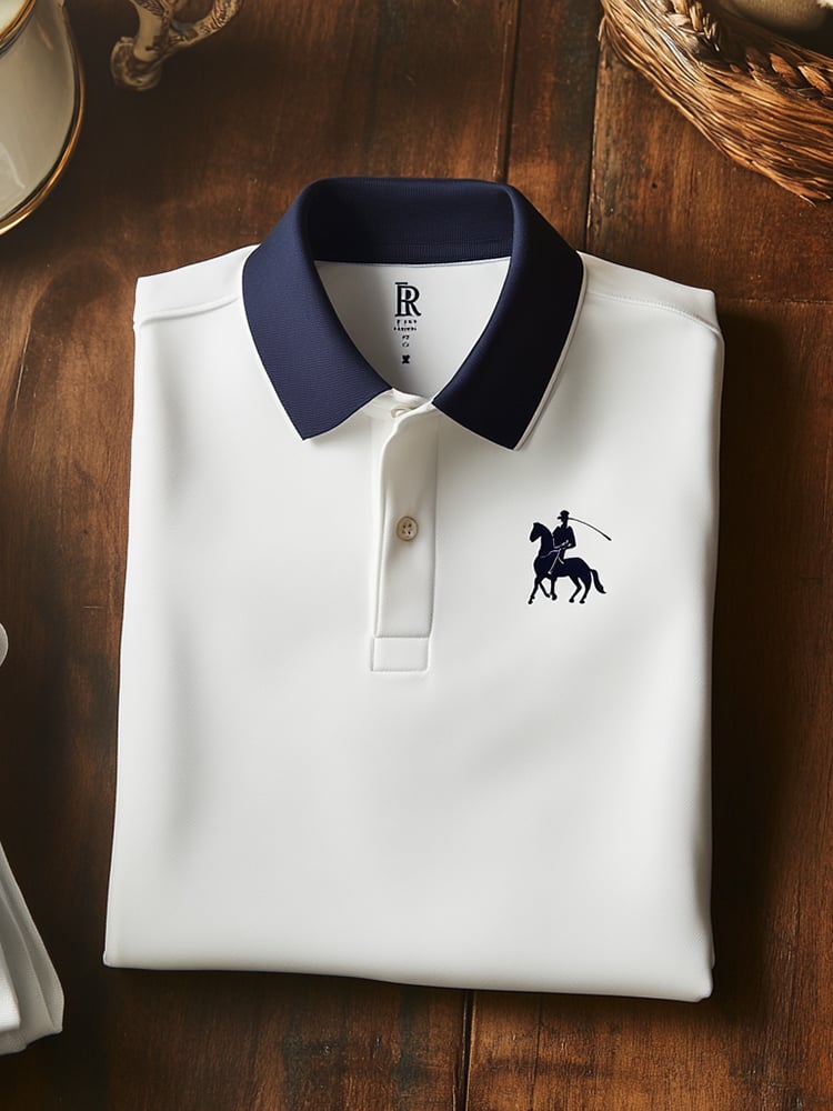 Camisa polo clásico ejecutivo Check Logo Button de manga corta para hombre