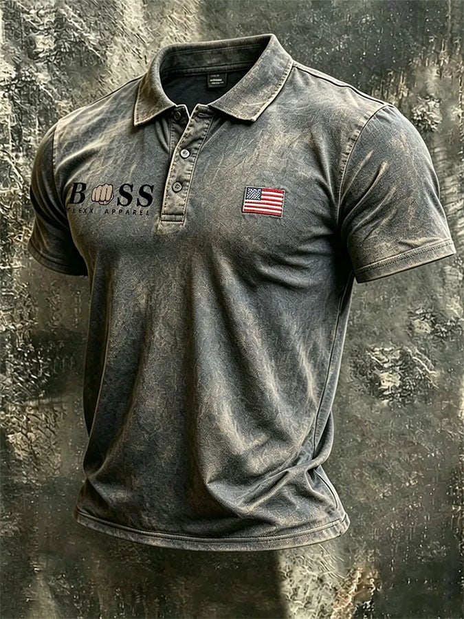 Camisa polo estampado de manga corta para hombre