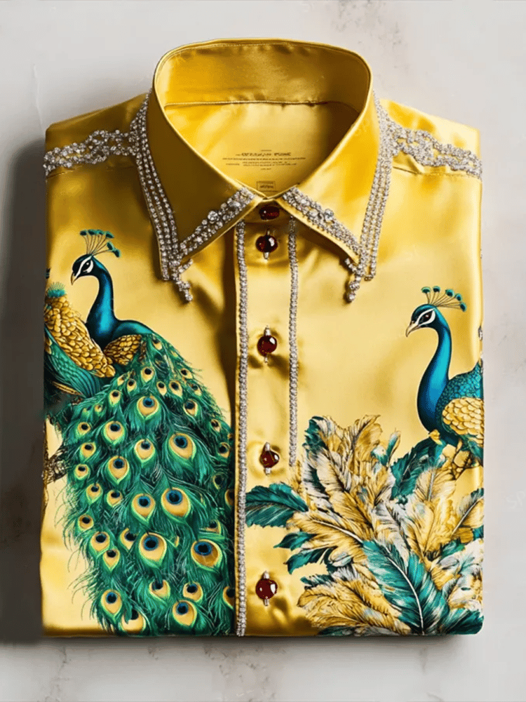 Camisa satén Luxe de manga larga con botones para hombre