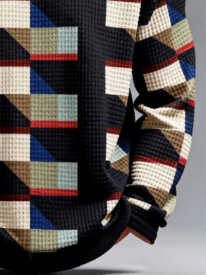 Sudadera retro en bloques de color estampado para hombre