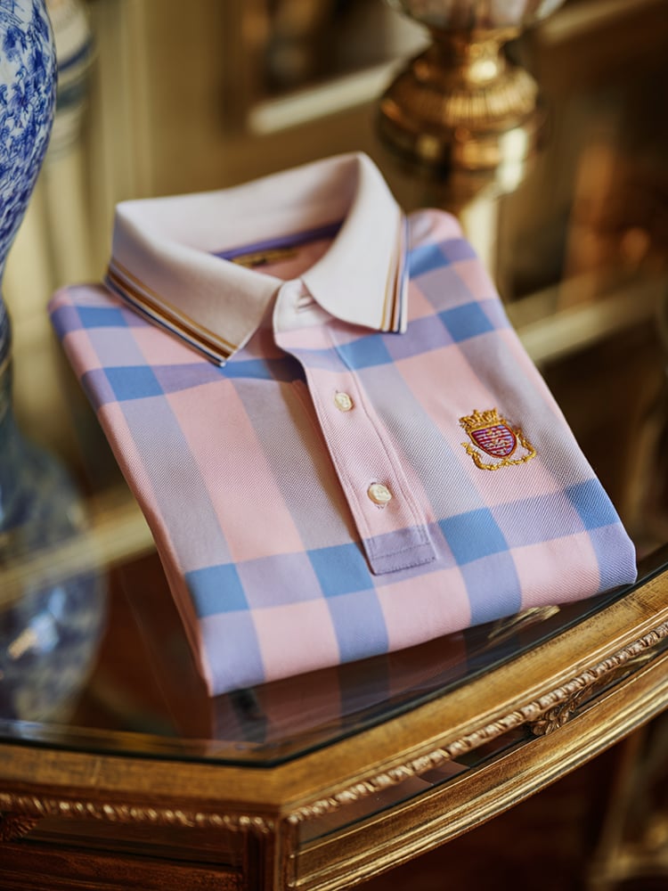 Camisa polo clásico ejecutivo Check Logo Button de manga corta para hombre