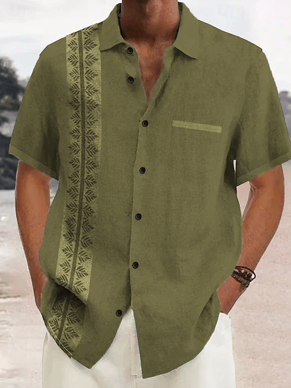 Camisa retro Hawaiian Vacation de manga corta para hombre