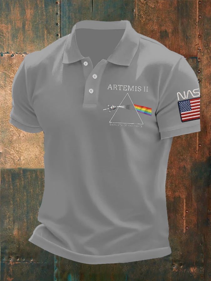 Camisa polo Artemis II Dark Side Of The Moon estampado para hombre