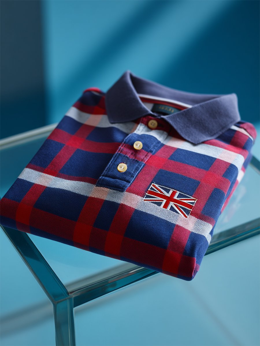 Camisa polo ejecutivo casual Union Jack Button de manga corta para hombre