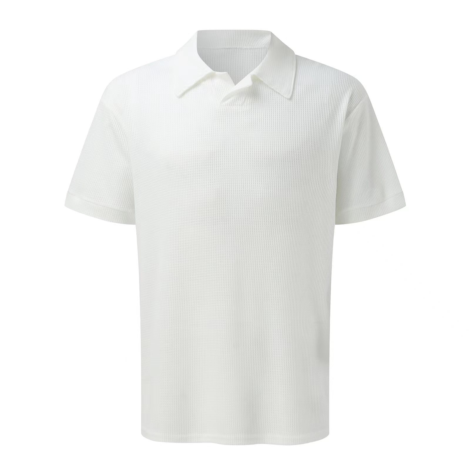 Suitmens White tejido V-Neck tejido Polo para hombre