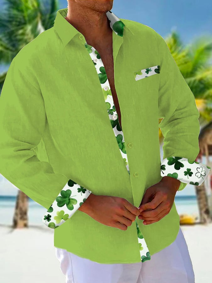 Camisa St. Patrick's Day estampado Hawaiian para hombre