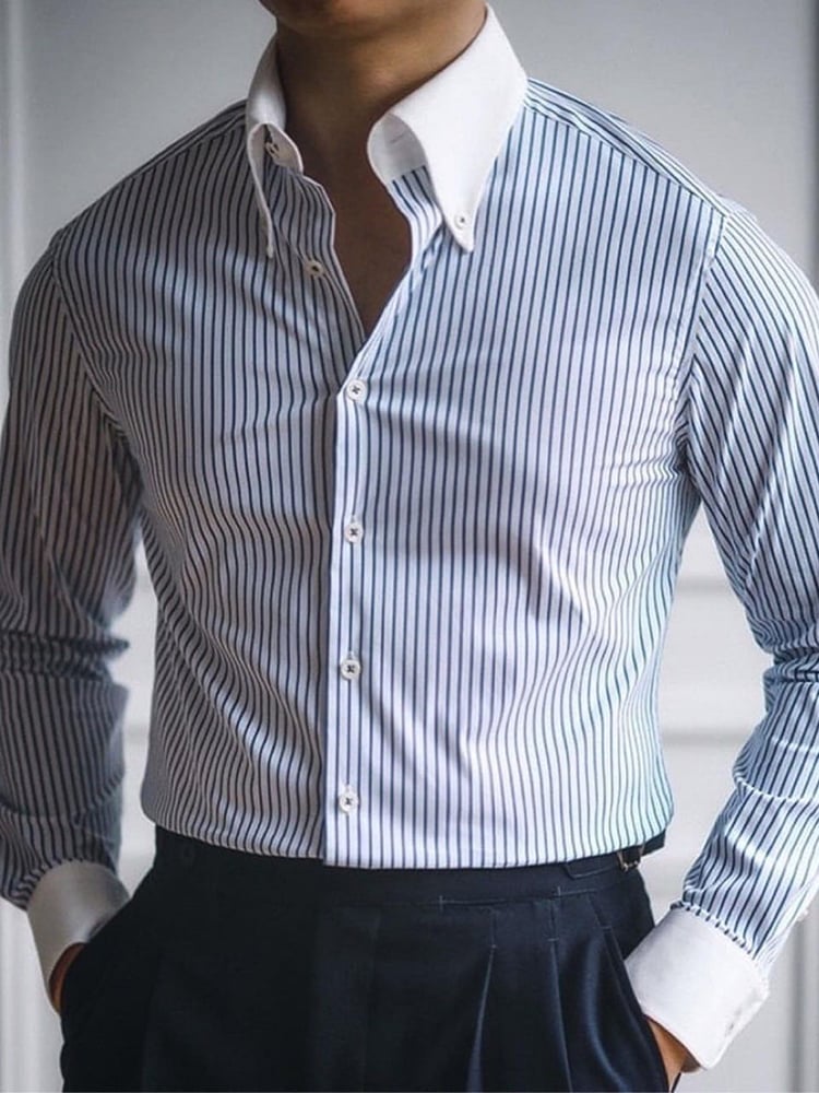 Camisa Street Style ejecutivo casual estampado de manga larga para hombre