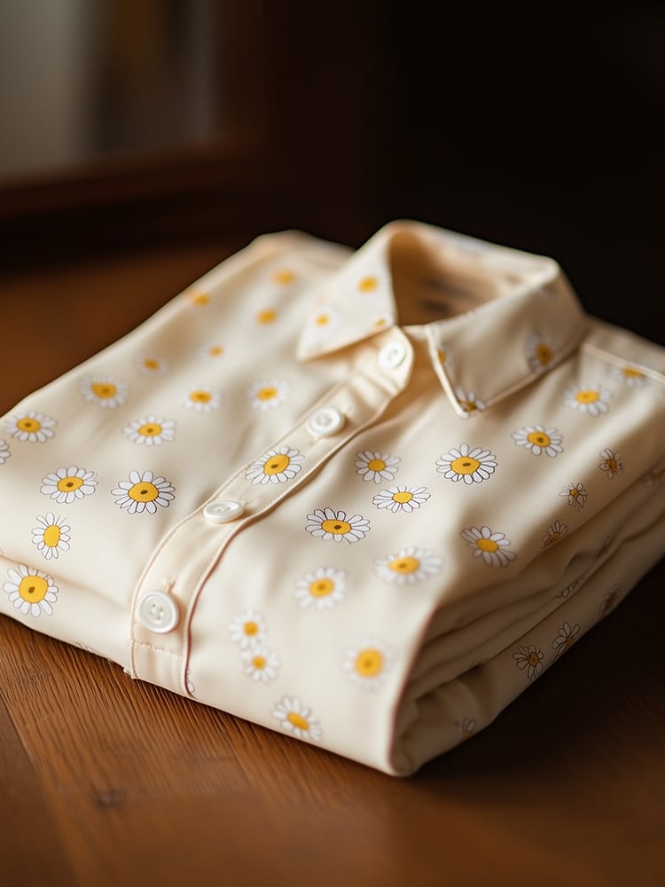 Camisa ejecutivo casual floral solapa de manga corta para hombre