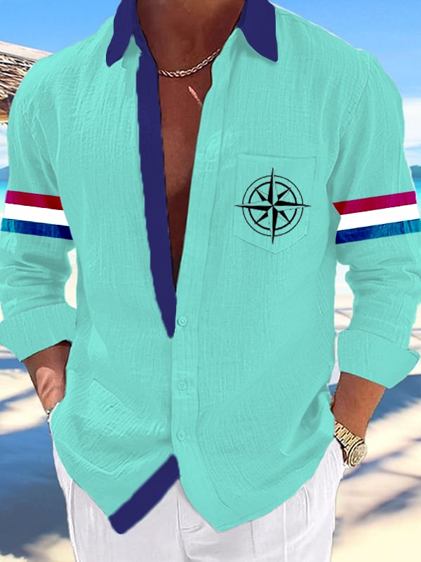 Compass rayas estampado Resorcamiseta para hombre
