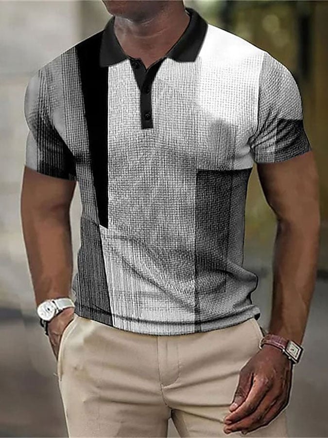 para hombre Geometric Print casual camisa polo