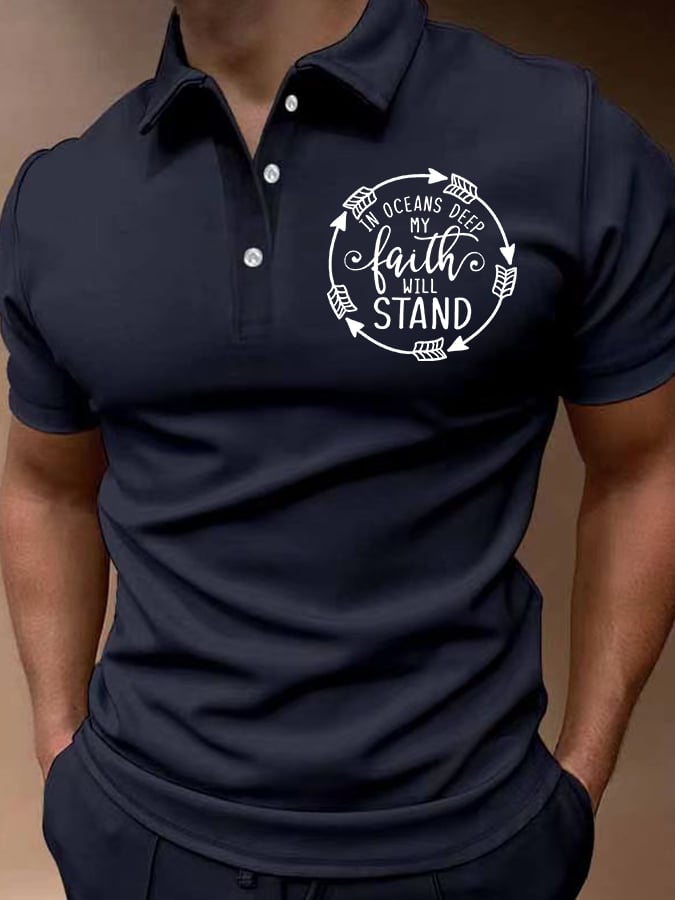 Camisa polo In Oceans Deep My Faith Will Stand de manga corta casual estampado para hombre