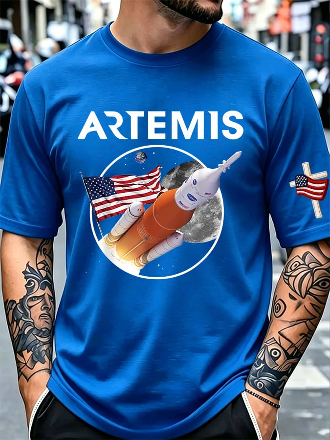 Camiseta Artemis II Moon Mission Themed Trendy for Space Enthusiasts para hombre