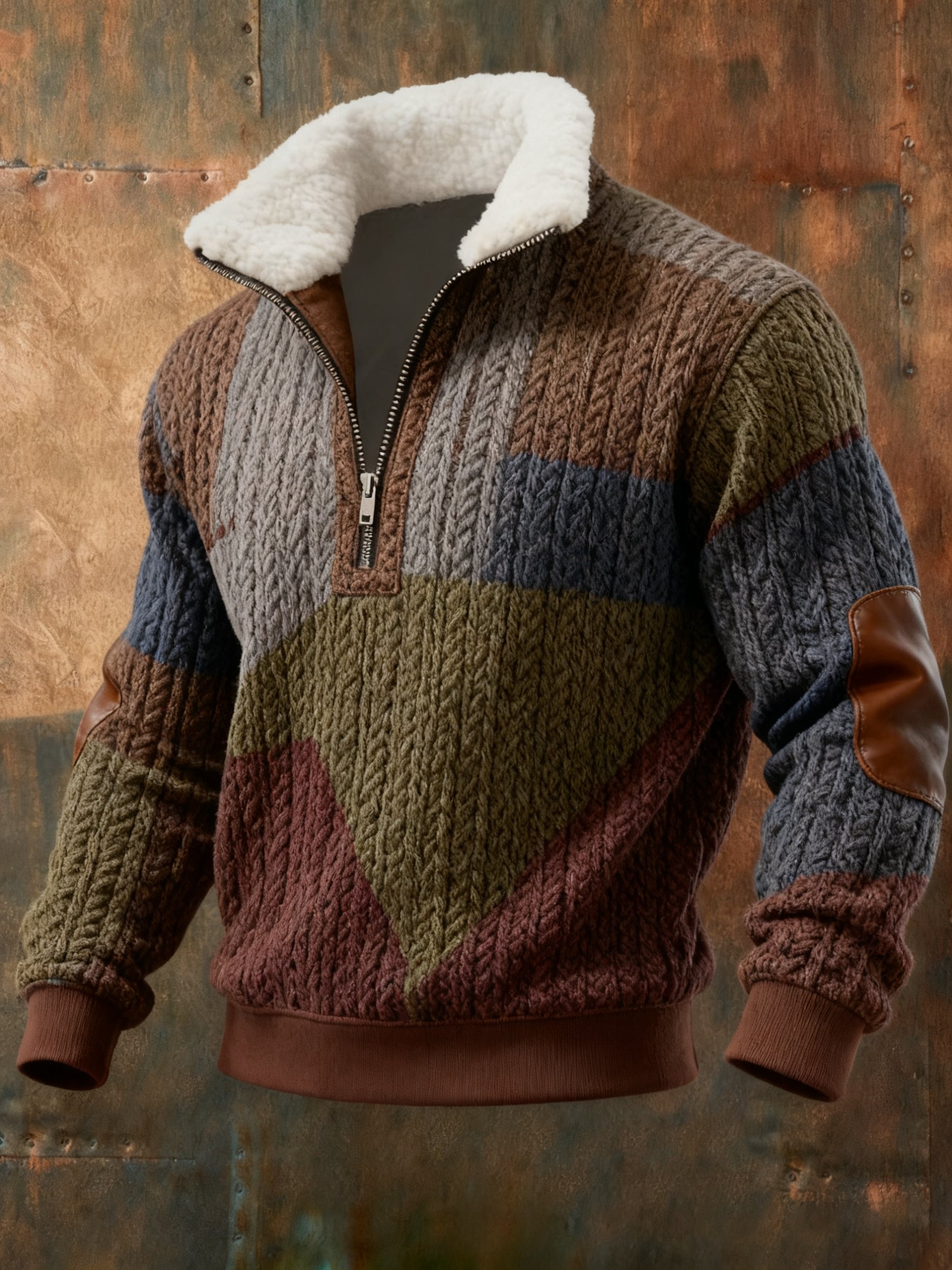 Sudadera Cable texturizado estampado casual para hombre